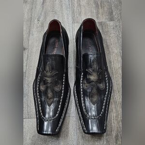 Robert Wayne Black Leather Men's Loafers